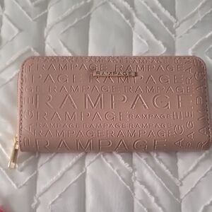 Rampage Blush Pink Embossed Zip Wallet with Gold Hardware
